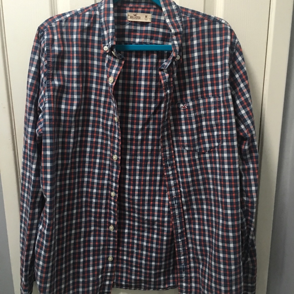 Hollister men’s red, white, and blue flannel